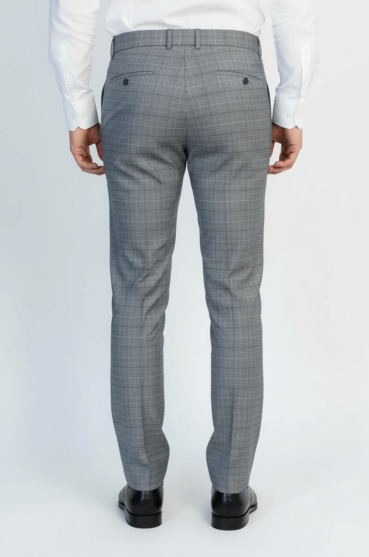 Gri Kareli Kumaş Pantolon - Wessi