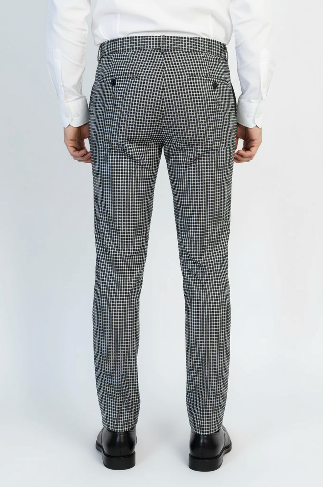 Siyah Beyaz Kareli Kumaş Pantolon - Wessi