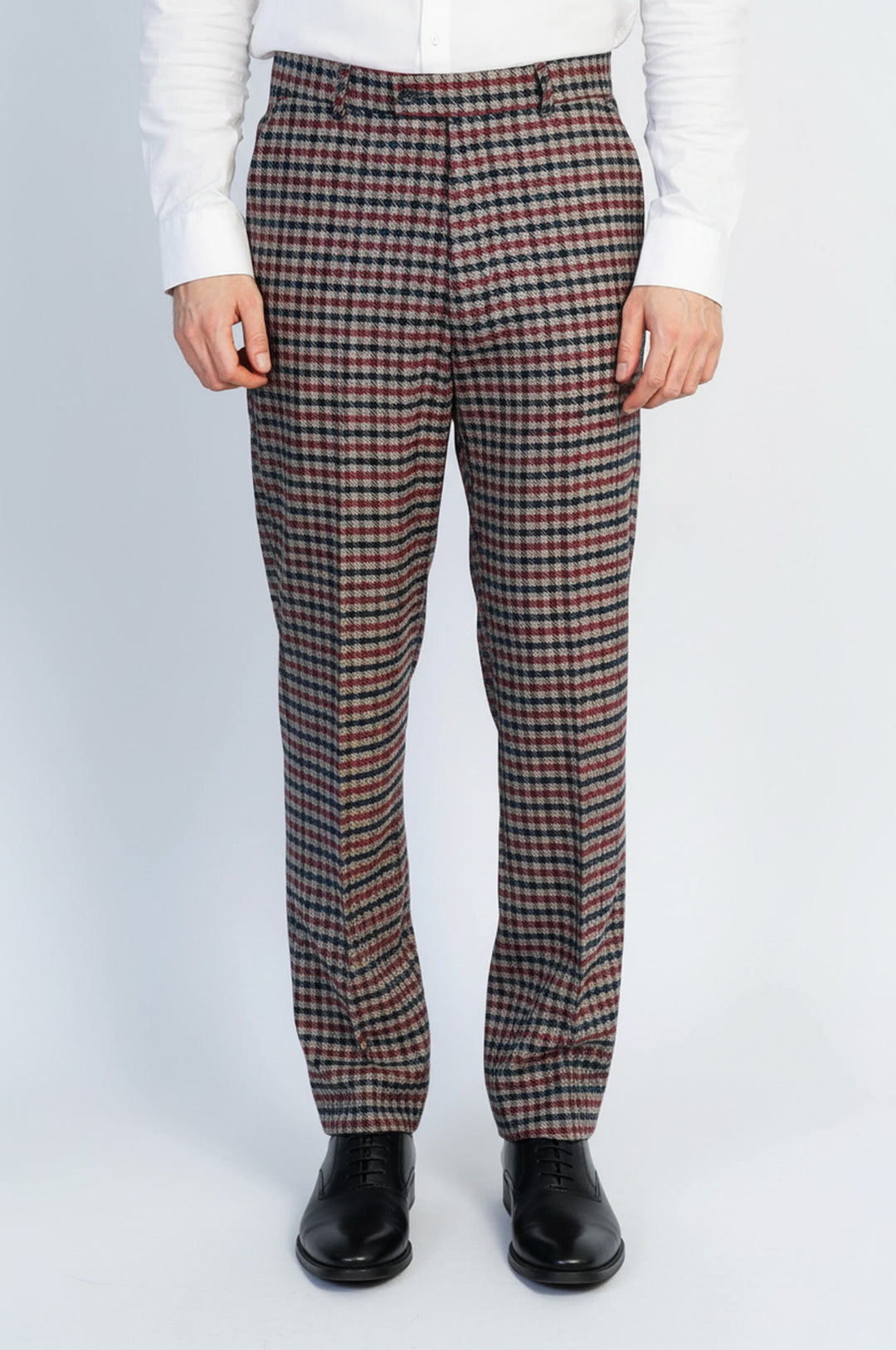 Lacivert Bordo Kareli Kumaş Pantolon - Wessi