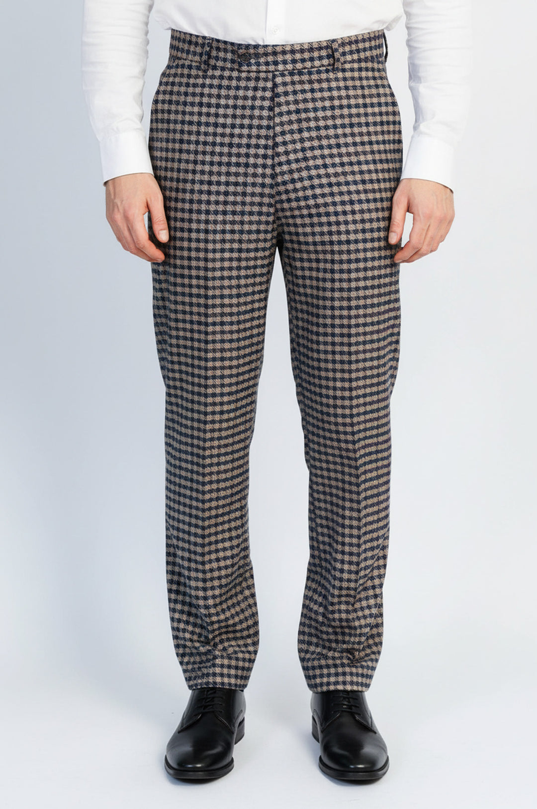 Lacivert Bej Kareli Kumaş Pantolon - Wessi