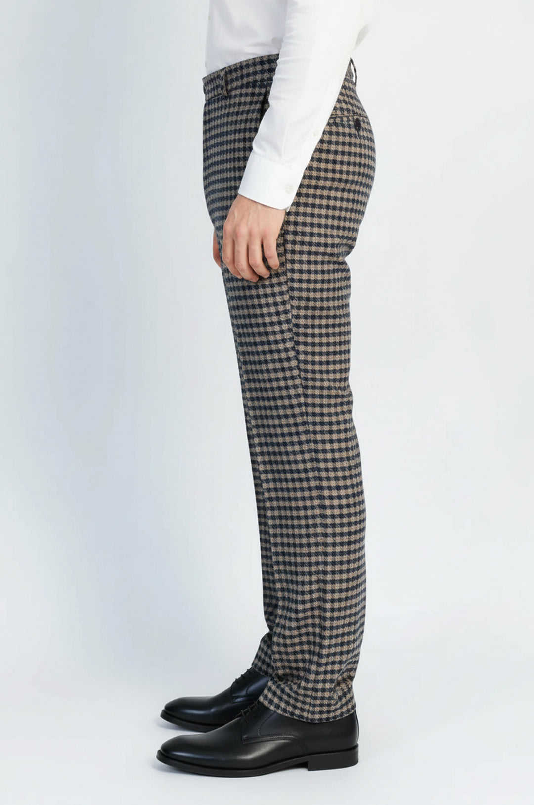 Lacivert Bej Kareli Kumaş Pantolon - Wessi