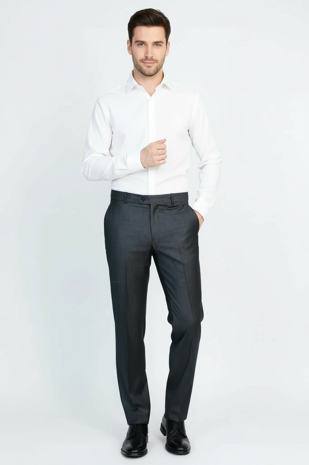 Antrasit Dokulu Slim Fit Kumaş Pantolon - Wessi