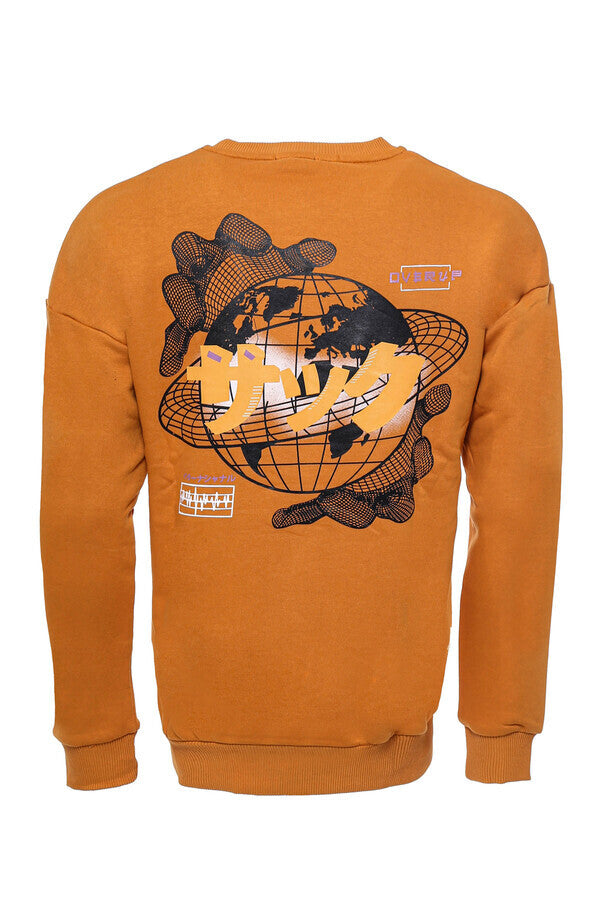 Oranj Baskılı Detaylı Bisiklet Yaka Sweatshirt - Wessi