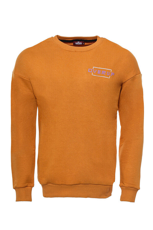 Oranj Baskılı Detaylı Bisiklet Yaka Sweatshirt - Wessi