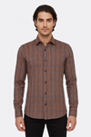Kahverengi Kareli Slim-Fit Gömlek - Wessi