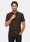 Kısa Kollu Pamuk Kahverengi Erkek Gömlek - Wessi