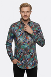 Leopar Desenli Slim Fit Uzun Kollu Çok Renkli Erkek Gömlek - Wessi