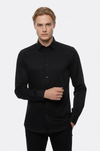Pamuk Saten Slim Fit Siyah Erkek Gömlek - Wessi