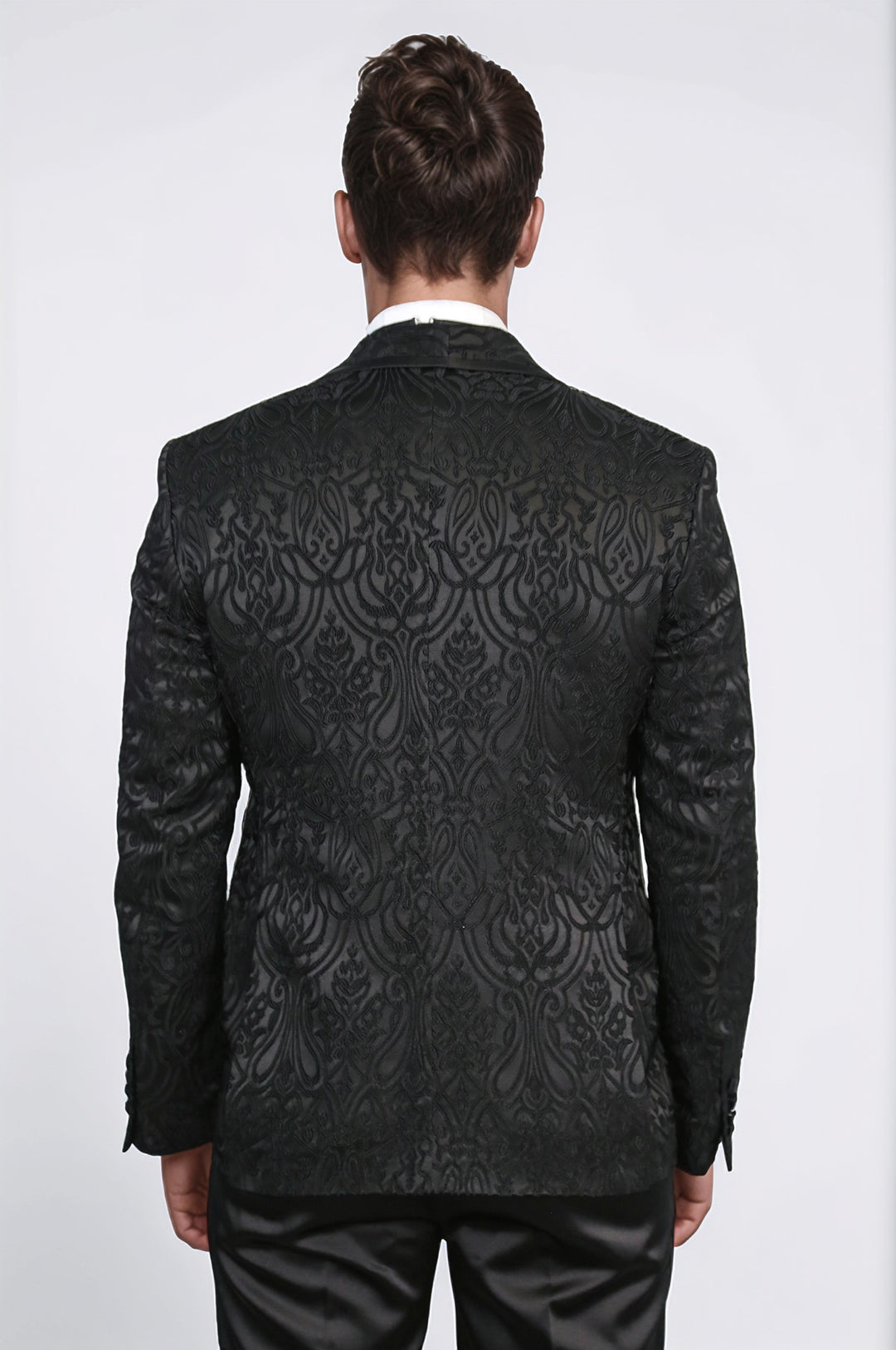 Damask Desenli Şal Yaka Siyah Smokin - Wessi