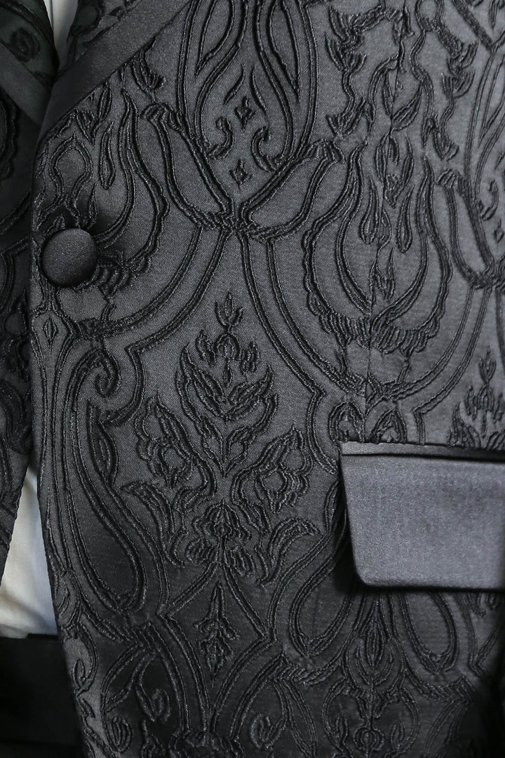 Damask Desenli Şal Yaka Siyah Smokin - Wessi