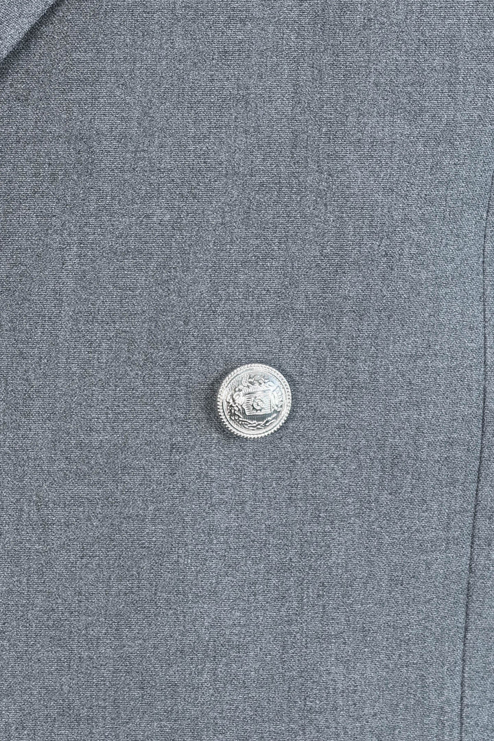 Gümüş Renk Metal Düğmeli Slim Fit Kruvaze Antrasit Erkek Takım Elbise – Wessi