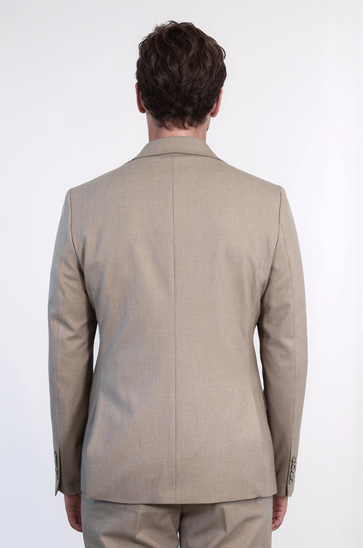 Vizon Slim Fit İki Düğmeli Keten Görünümlü Erkek Takım Elbise - Wessi