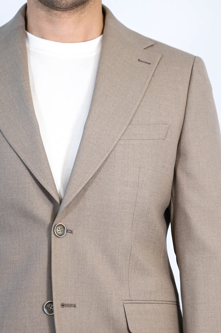 Vizon Slim Fit İki Düğmeli Keten Görünümlü Erkek Takım Elbise - Wessi