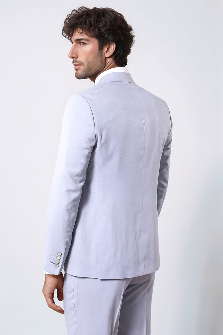 Mono Yaka Desenli Açık Mavi Smokin Takım Elbise - Wessi